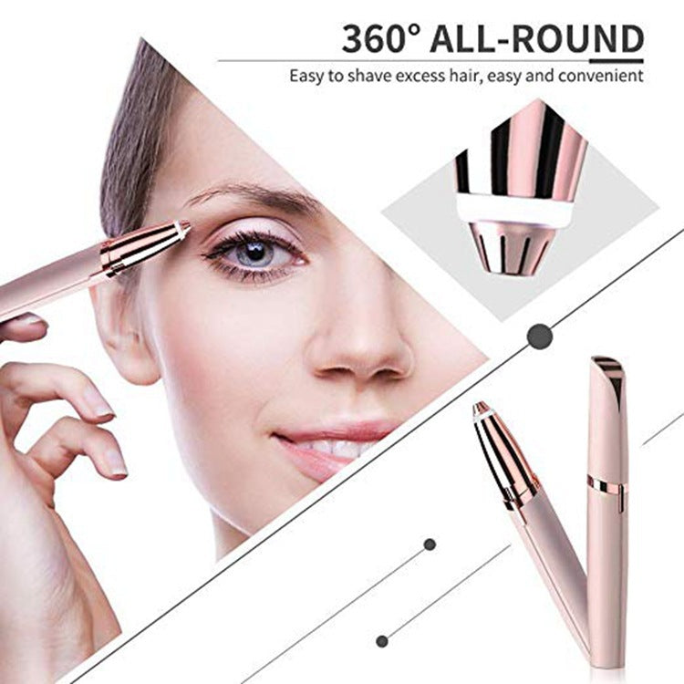 Hot Sell Mini Electric Eyebrow Trimmer Lipstick Brows Pen Hair Remover Painless Eye brow Razor Epilator with LED Light