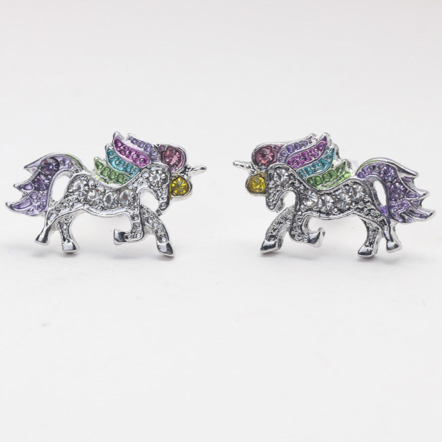 unicorn earrings women color horse earrings cross-border jewelry spot earring（a pair）