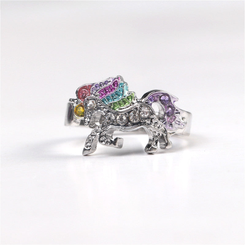 Amazon hot sale Tianma ring new color unicorn ring opening adjustable color pony ring