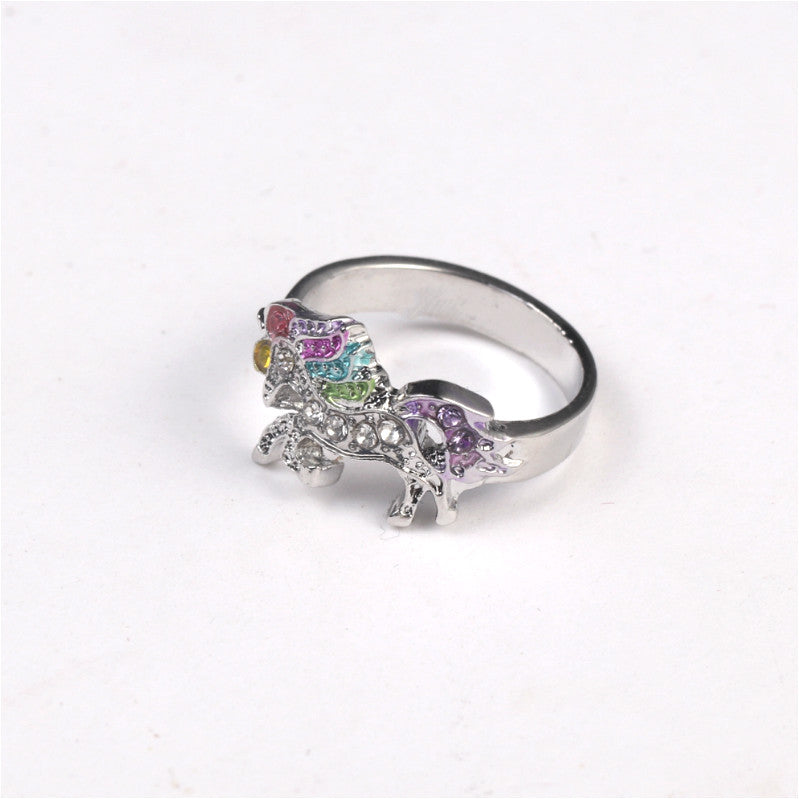 Amazon hot sale Tianma ring new color unicorn ring opening adjustable color pony ring