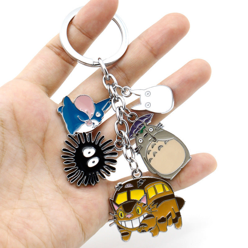 Hayao Miyazaki My Neighbor Totoro II Color Alloy Doll 5 Pendant Keychain Bag Keyring Pendant Giveaway Gift