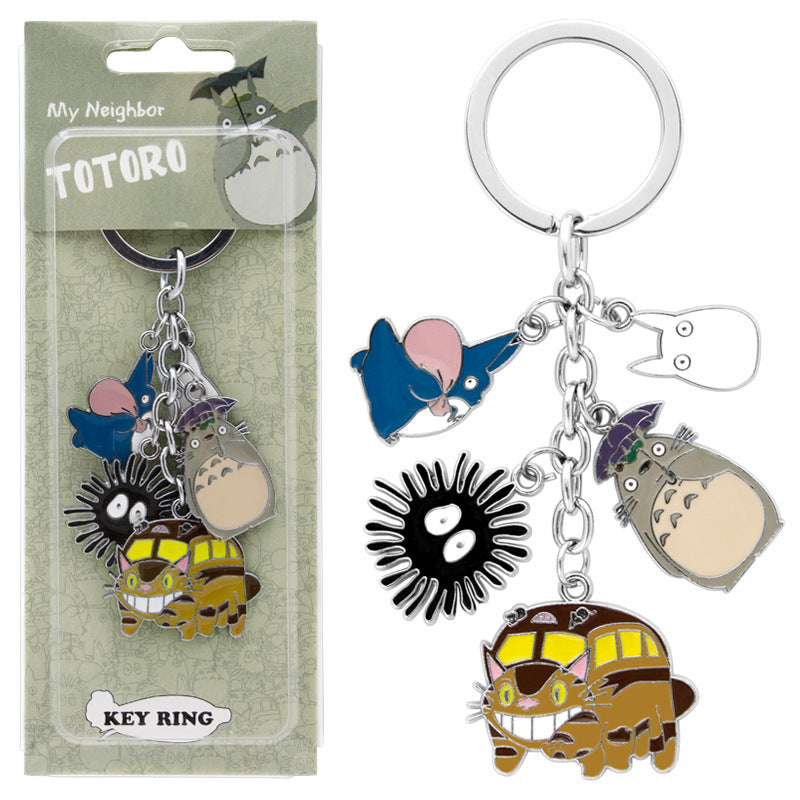 Hayao Miyazaki My Neighbor Totoro II Color Alloy Doll 5 Pendant Keychain Bag Keyring Pendant Giveaway Gift