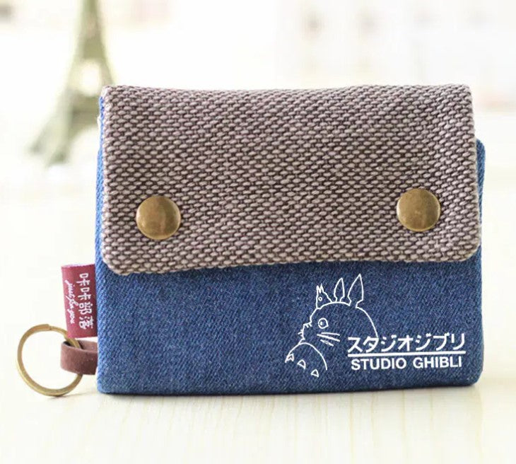Creative tri-fold denim canvas wallet simple men and women can use canvas card holder key holder