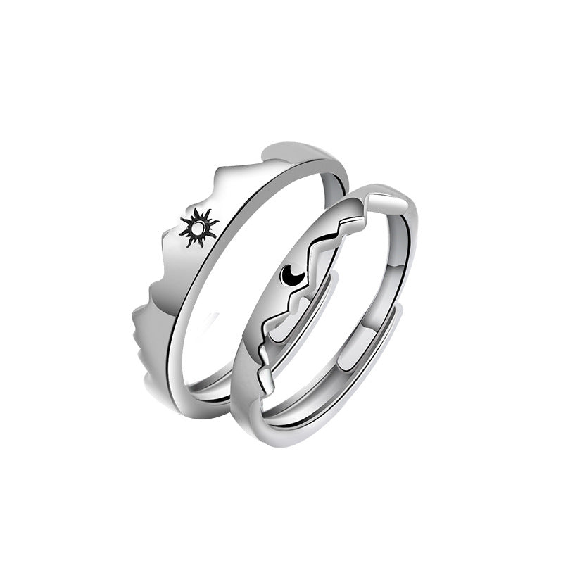 Shanmeng eachother sun and moon couple ring a pair of female sterling silver men and women open ring fashion personality simple