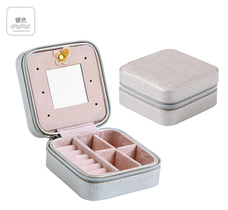 Korea creative small jewelry box Portable travel jewelry box Snake leather earrings earrings storage box