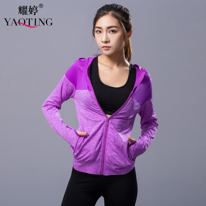 New quick-drying fitness sports jacket ladies long-sleeved hoodie running yoga
