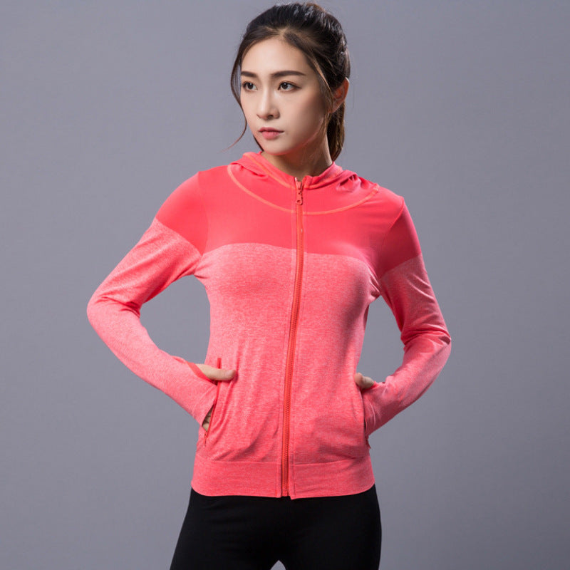 New quick-drying fitness sports jacket ladies long-sleeved hoodie running yoga