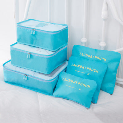 Korean version of the waterproof travel bag wash makeup portable storage bag six sets of clothes luggage shoes storage bag 6 sets