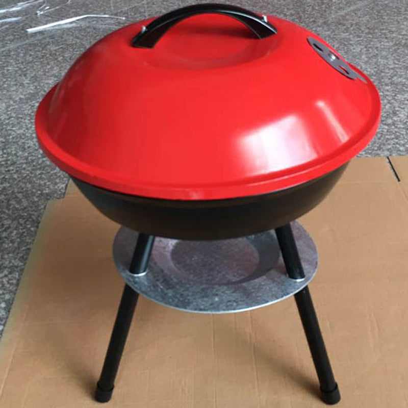 Factory direct 14 inch small Apple bbq oven with lid charcoal grill outdoor round barbecue utensils