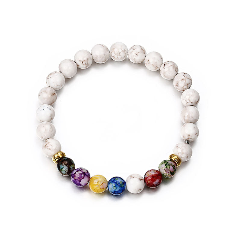 Europe and the United States natural volcanic stone bracelet colorful seven chakra energy yoga beads beaded bracelets jewelry wholesale