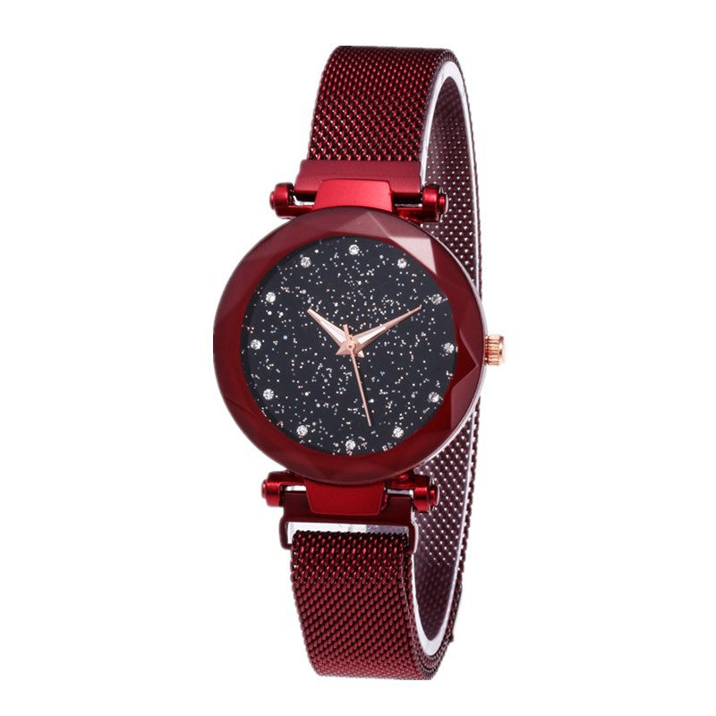 Luxury Women Stainless Steel Mesh Hook Buckle Quartz Wrist Watch With Box