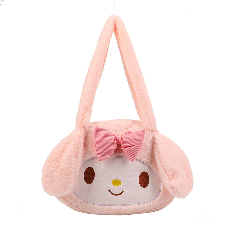 Japanese cute cartoon dog portable one-shoulder dual-purpose student sweet large-capacity class plush messenger bag