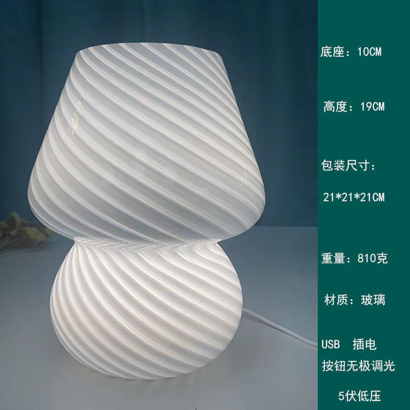 ins creative glass table lamp Xiaohongshu B&B retro night light bedroom bedside table lamp simple study decoration