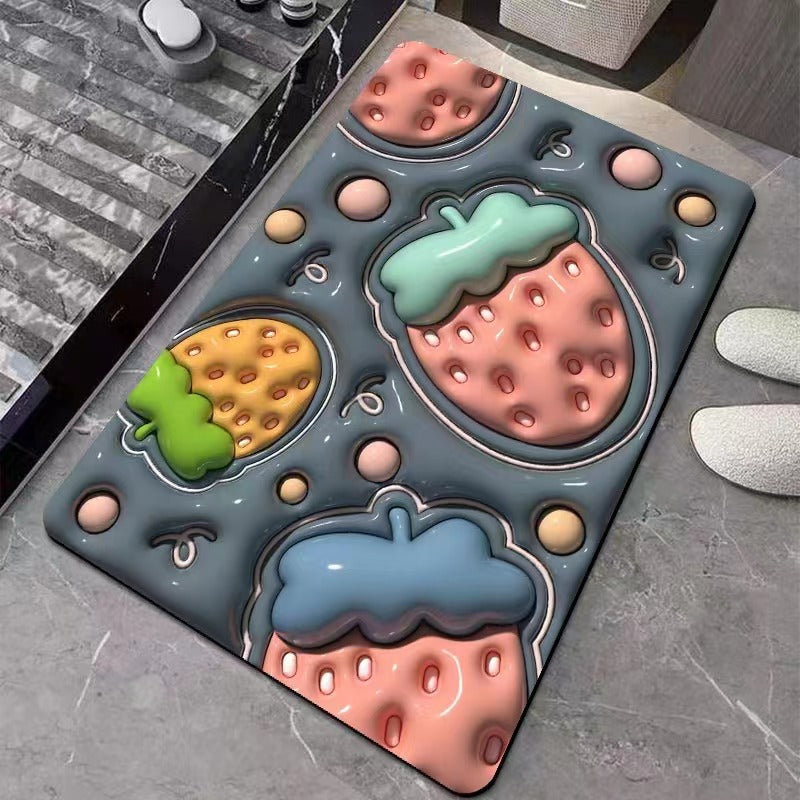 Diatom mud floor mat 3D three-dimensional household bathroom mouth water-absorbent quick-drying wear-resistant floor mat cartoon non-slip easy-to-clean floor mat
