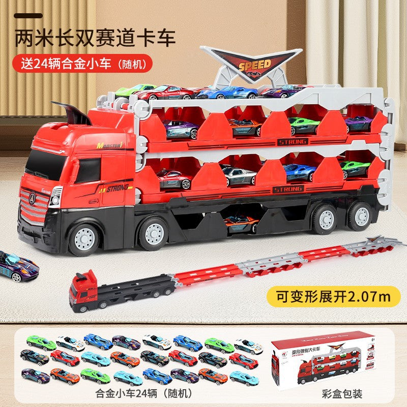 Educational Alloy Large Deformation Track Storage Folding Catapult Truck Engineering Parking Lot Children's Toys Wholesale