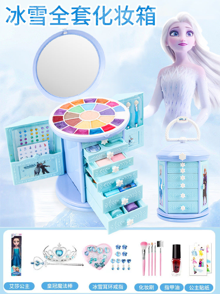 Disney Children's Cosmetics Girls' Full Set Princess Elsa Non-Toxic Makeup Kit Set Children's Cosmetics Toys