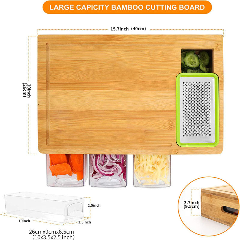 Factory direct sales multi-functional classified bamboo bamboo with drawer chopping board cutting board set household bamboo bamboo