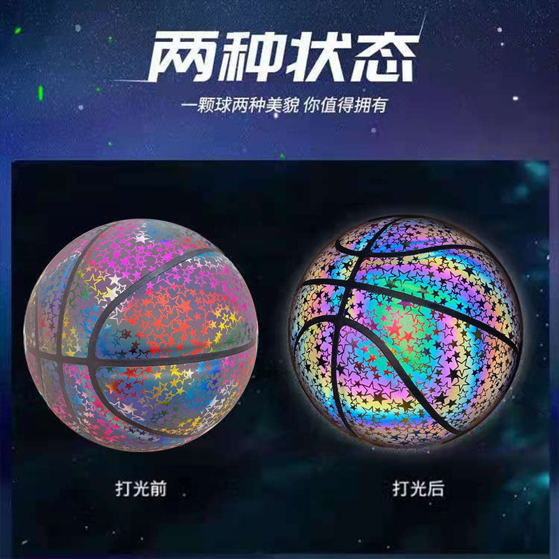 Manufacturer wholesale reflective basketball cross-border special supply of No. 7 basketball hygroscopic PU luminous luminous basketball support dropshipping