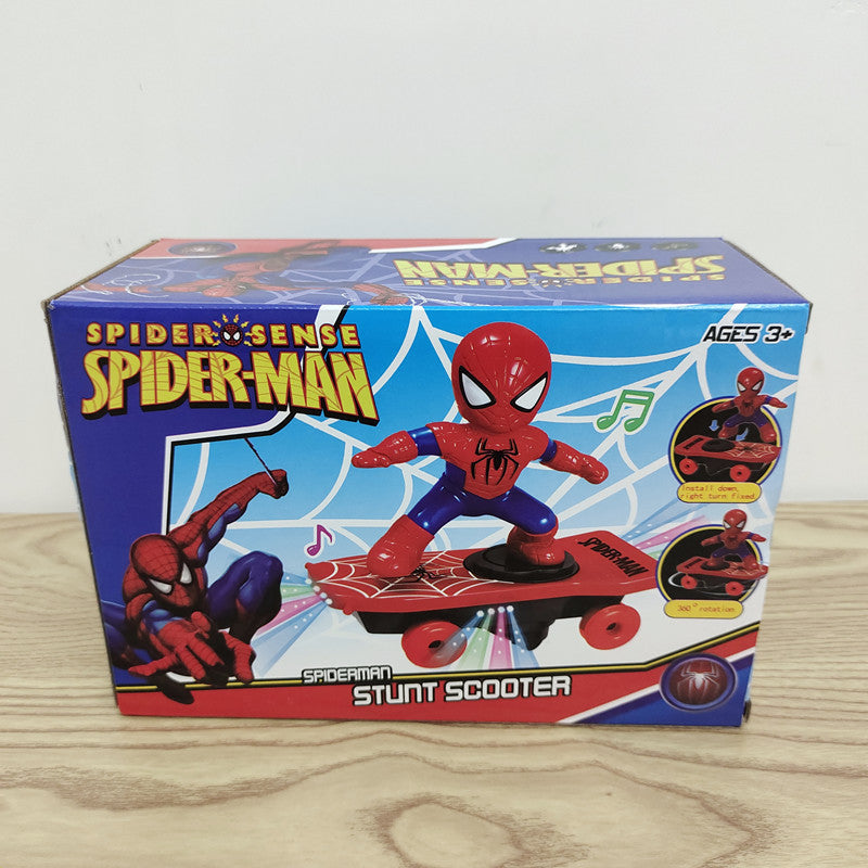 Cool Spider-Man Toy Colorful Spider-Man Stunt Scooter Automatic Spider-Man Electric Toy Children's Toy