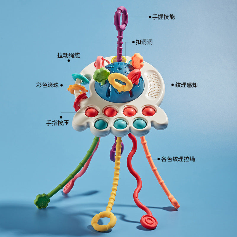 Cross-border new baby and child fun educational flying saucer crab octopus cheering toys early education enlightenment exercise