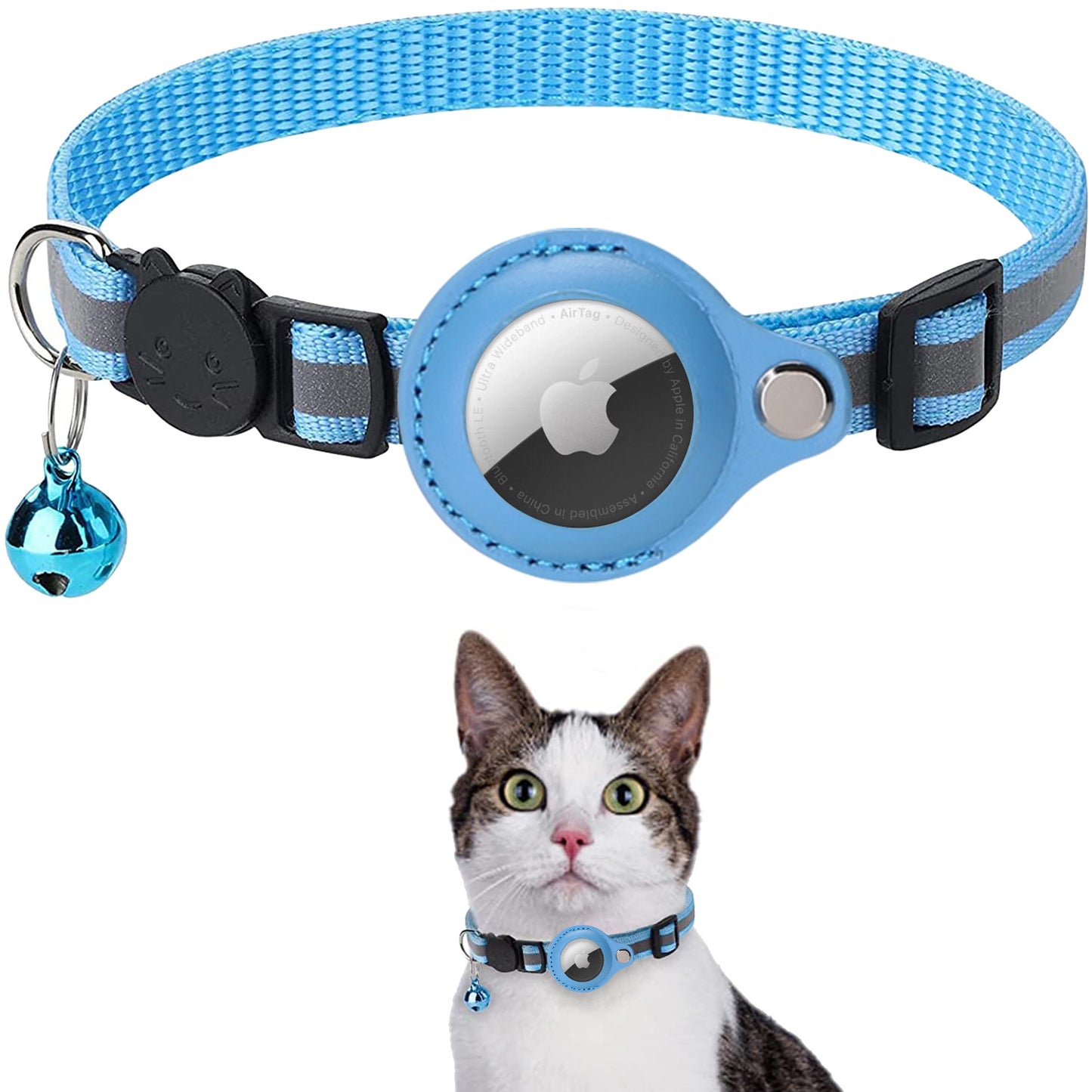 Suitable for Apple Airtag tracker protective case anti-missing pet positioning collar cat reflective bell collar