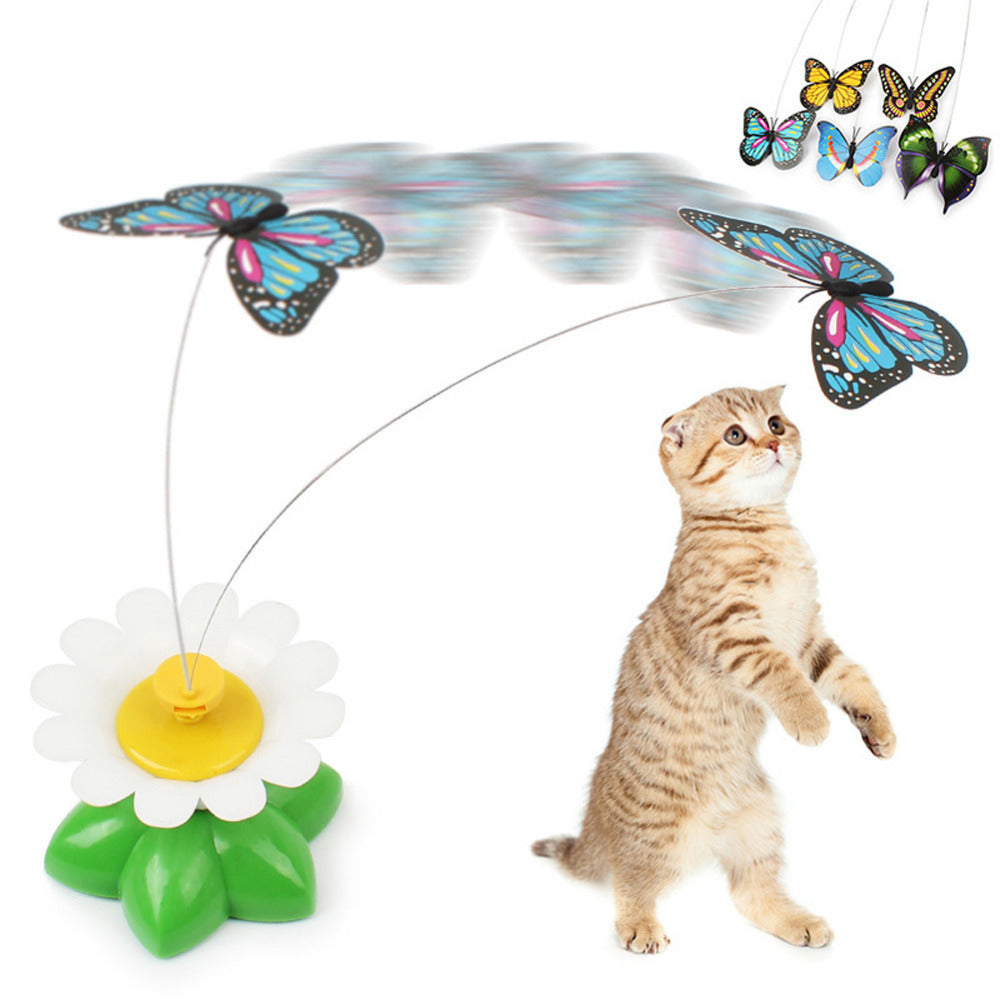Simulation Butterfly Cat Wand Funny Pet Interactive Training Toy Automatic Electric Rotating Teaser Cat Toy Cat Scratch Toys