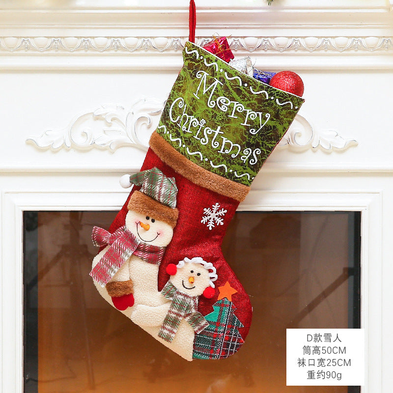 Cross-border Christmas Decoration Yarn Christmas Decoration Stocking Christmas Pendant Candy Bag Christmas Stocking Gift Bag