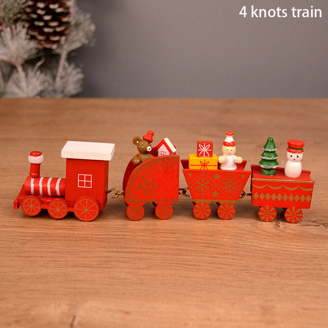Christmas decorations cartoon creative gifts Christmas train wooden train window desktop Christmas decorations