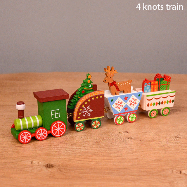Christmas decorations cartoon creative gifts Christmas train wooden train window desktop Christmas decorations