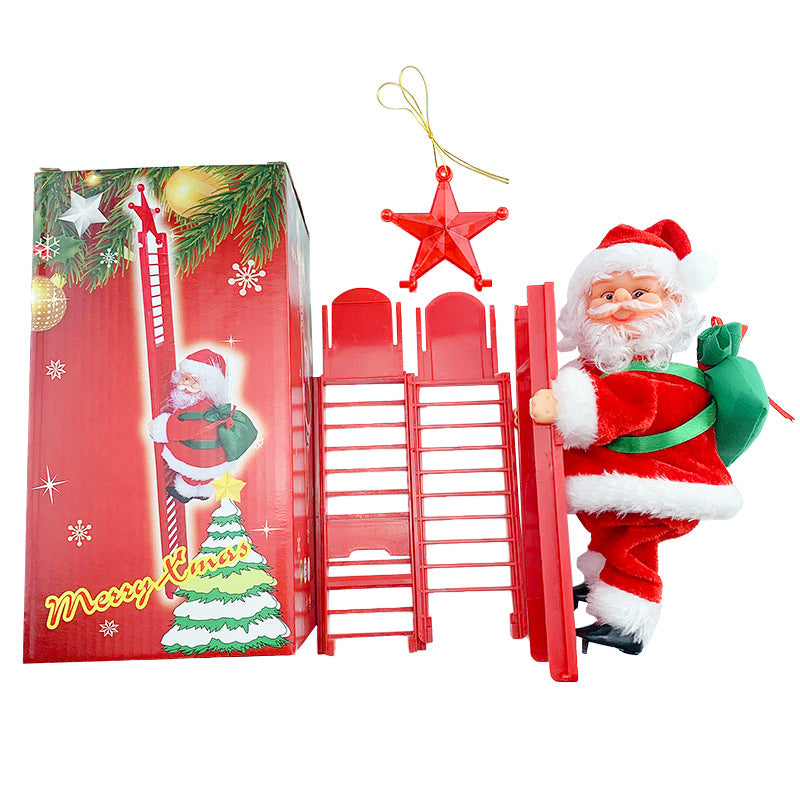 Single ladder electric climbing bead curtain climbing stairs Santa Claus Christmas ornaments Christmas gifts electric doll