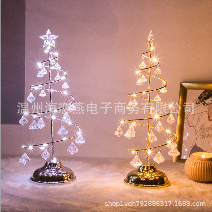 led christmas light crystal christmas tree light room bedroom christmas decoration table lamp girl heart copper wire night light