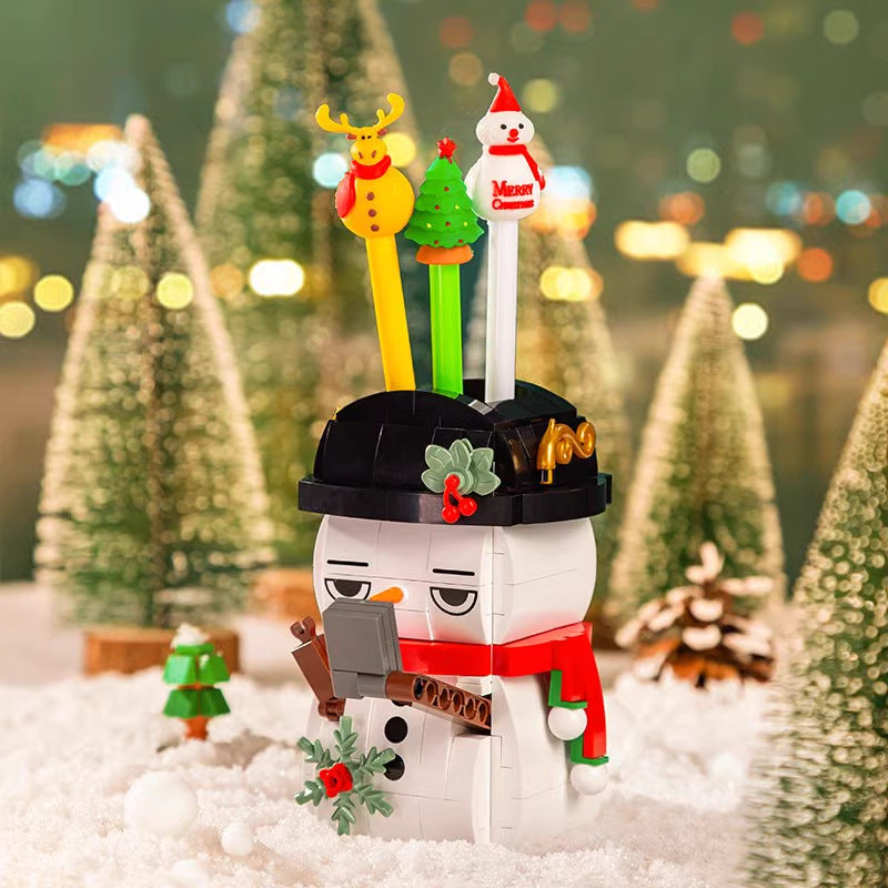 Jiaqi Colorful Christmas Tree Building Block Toy Rotating Music Box Compatible with Lego Christmas Building Blocks for Assembling Holiday Gifts