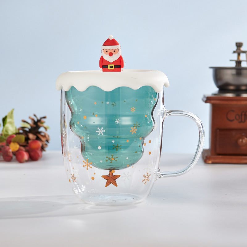 Wholesale Christmas cup creative double-layered star wish cup household cartoon insulated milk drink cup Christmas gift cup