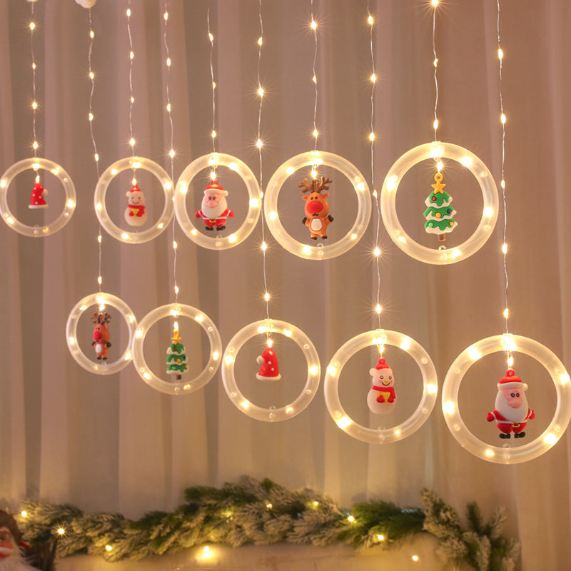 New Cross-border Christmas Light String Unicorn Curtain Light Christmas Cartoon Modeling Light LED Lantern Room Decoration