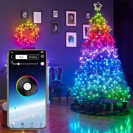 Bluetooth copper wire light string mobile phone APP control RGB light string Halloween party Christmas decoration atmosphere lights