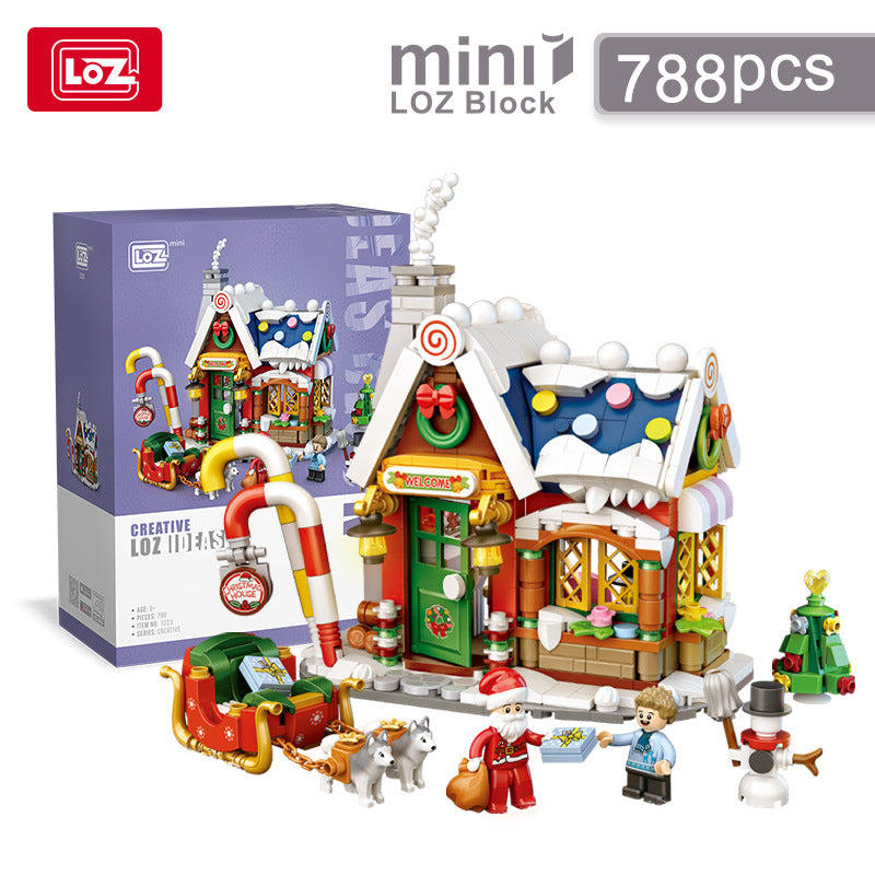 LOZ Christmas house building blocks, Christmas gifts, children's toys, educational assembling creative ornaments, cross-border exclusive for hot procurement