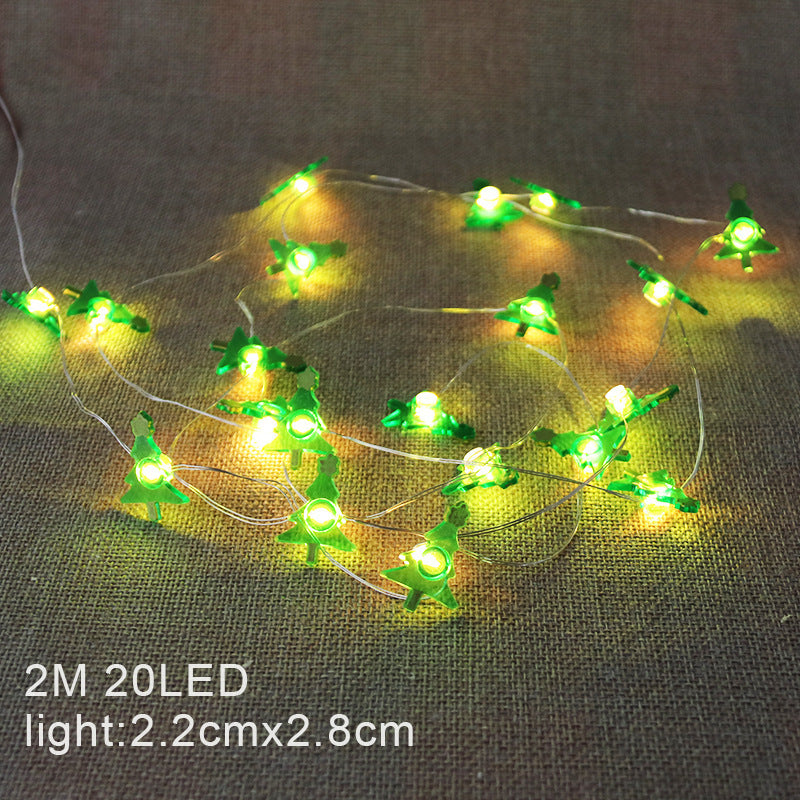 Cross-border mini led copper wire Christmas lights Santa elk snowman cane snowflake decoration string lights