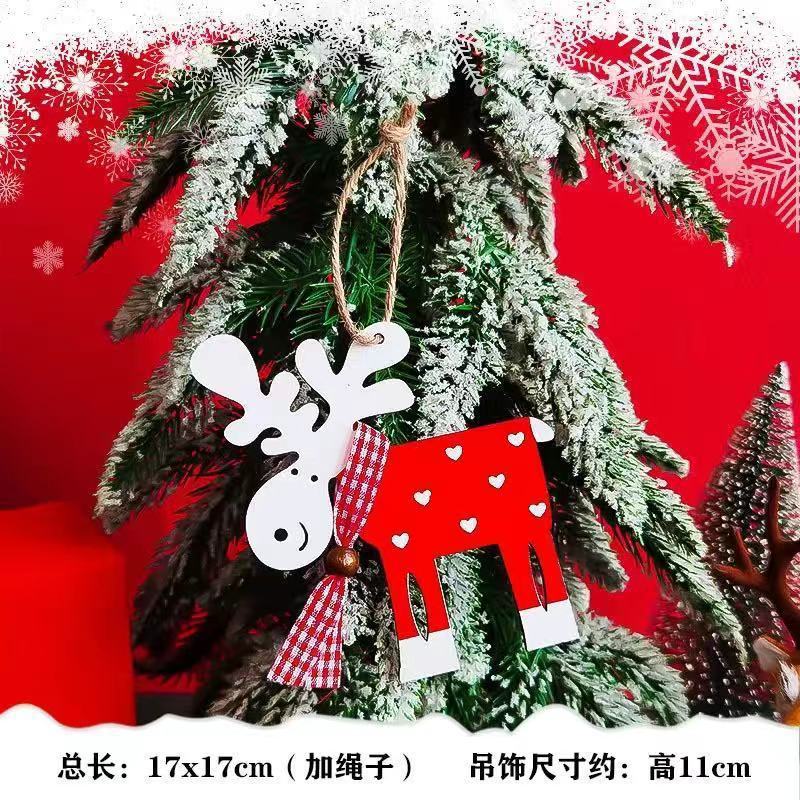 Christmas decorations wooden Christmas tree pendants hollow small pendants wooden five-pointed star bell pendants creative gifts