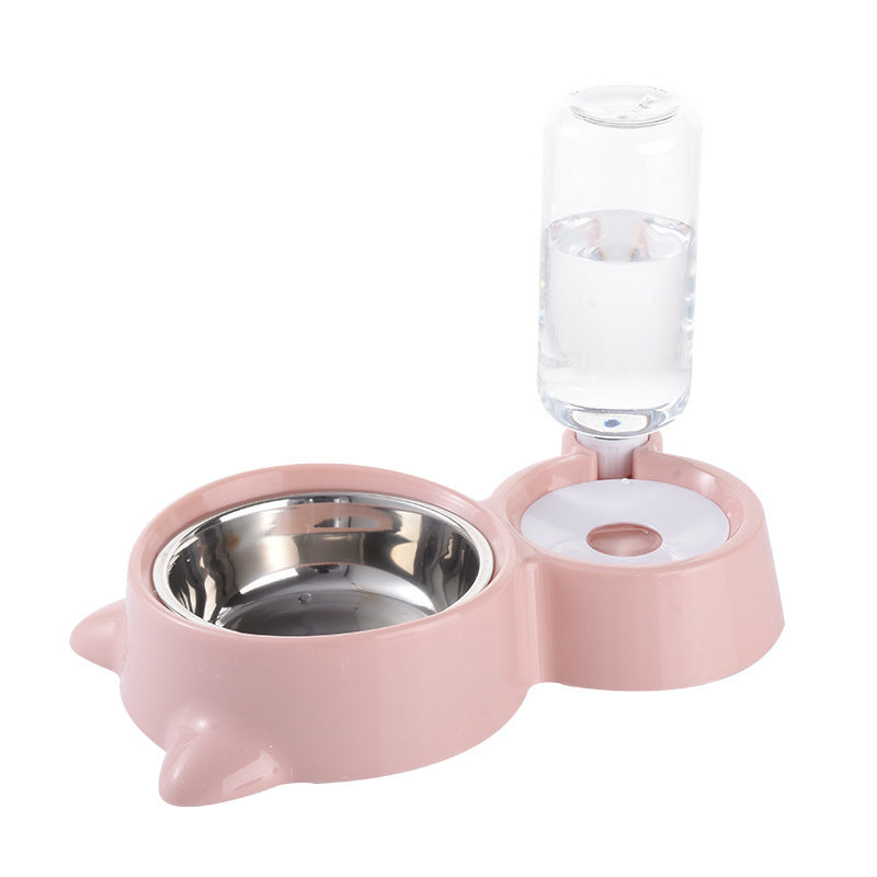 Amazon creative pet supplies cat pet bowl double bowl automatic drinking fountain feeding bowl multifunctional cat bowl wholesale