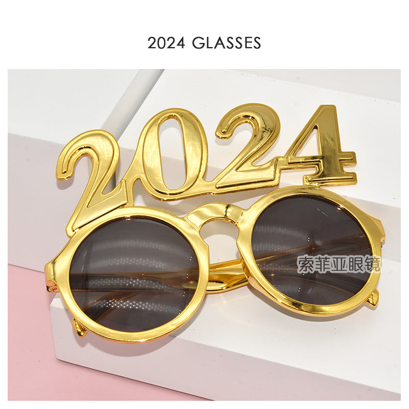2024 Digital Glasses Cross-border New Year's Eve Party Decoration Christmas Glasses Digital Funny Sunglasses